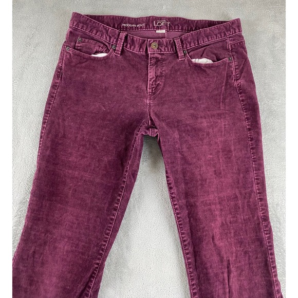 LOFT Modern Boot Corduroy Pants Burgundy Women's Size 10 Flared - Picture 2 of 11